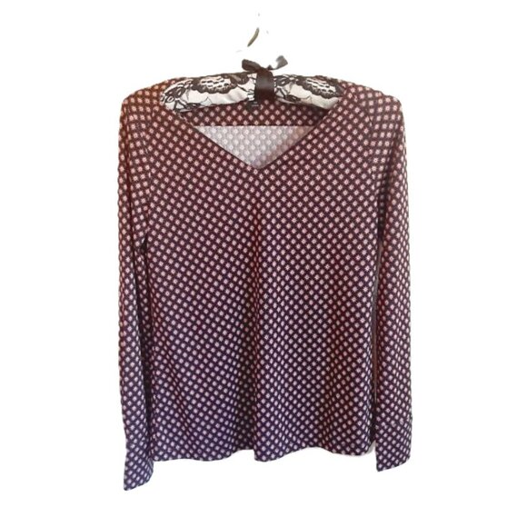 Ann Taylor Fitted Black & Rose V Neck Blouse XSP - Picture 5 of 12